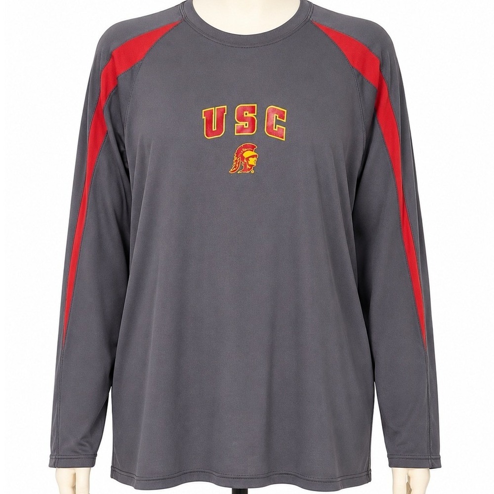 USC Trojans Pro Edge Mens Performance Long Sleeve Shirt Gray Red Large So Cal